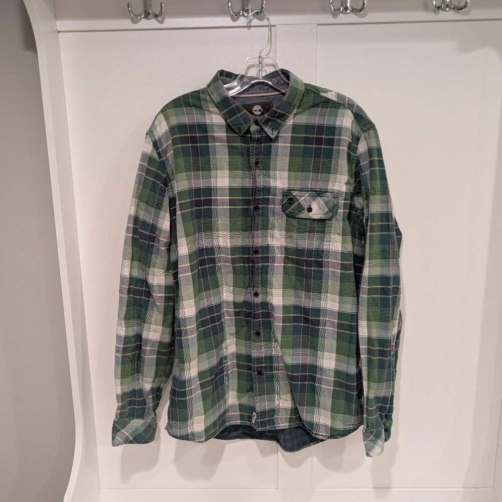 Men's Timberland Earthkeepers Casual Button Down Shirt, Navy/Green, L